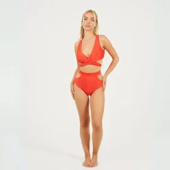 Brave Soul Neck Wrap Around Bikini Top in Red