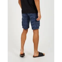 Brave Soul Palm Tree Print Shorts in Blue