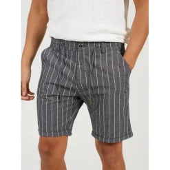 Brave Soul Pinstripe Shorts in Grey