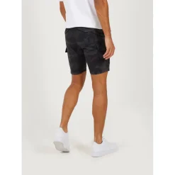 Brave Soul Print Cargo Shorts in Blue