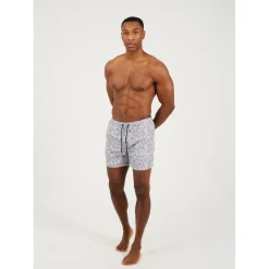 Brave Soul Print Swim Shorts in Grey