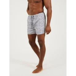 Brave Soul Print Swim Shorts in Grey