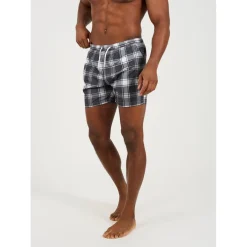 Brave Soul Print Swim Shorts in Black