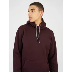 Brave Soul Regular Fit Cross Over Hooded Sweatshirt in Red
