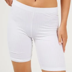 Brave Soul Ribbed Cycling Shorts in White