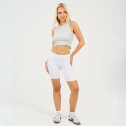 Brave Soul Ribbed Cycling Shorts in White