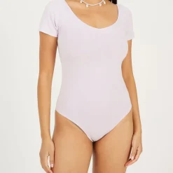 Brave Soul Shirt Bodysuit With Gathered Detail in Purple