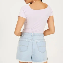 Brave Soul Shirt Bodysuit With Gathered Detail in Purple