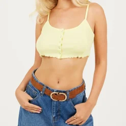 Brave Soul Through Crop Vest in Green