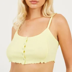 Brave Soul Through Crop Vest in Green