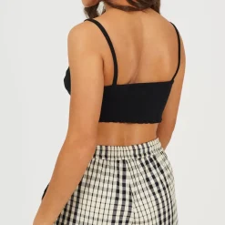 Brave Soul Through Crop Vest in Black