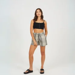 Brave Soul Through Crop Vest in Black