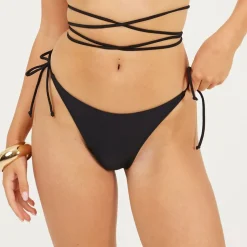 Brave Soul Tie Bikini Bottoms in Black