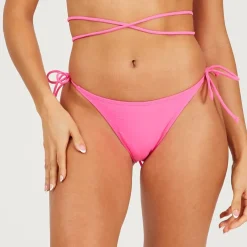 Brave Soul Tie Bikini Bottoms in Pink