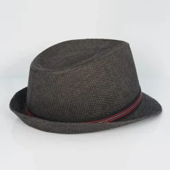 Brave Soul Trilby Hat With Contrast Tape Detail in Black