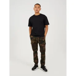 Brave Soul Twill Cuff Cargo Trousers in Green