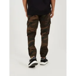 Brave Soul Twill Cuff Cargo Trousers in Green