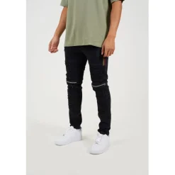 Brave Soul Wash Bike Jean With Stitch Detail in Grey