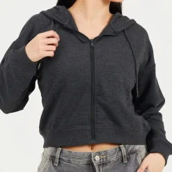 Brave Soul Zip Through Hoodie in Grey