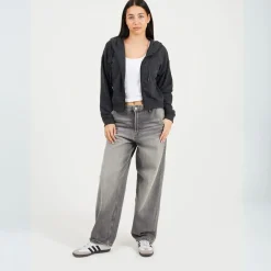 Brave Soul Zip Through Hoodie in Grey