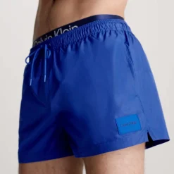 Calvin Klein Double Waistband Swim Shorts in Blue