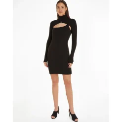 Calvin Klein Jeans In 1 Roll Neck Jumper Dress in Black