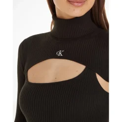 Calvin Klein Jeans In 1 Roll Neck Jumper Dress in Black