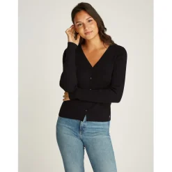 Calvin Klein Jeans Label Sweater Cardigan in Black