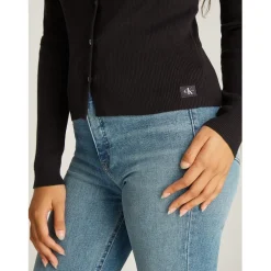 Calvin Klein Jeans Label Sweater Cardigan in Black