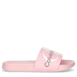 Calvin Klein Jeans Logo Slides Pool Sandals in Pink