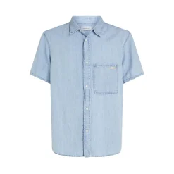 Calvin Klein Jeans Regular Fit Short Sleeve Denim Shirt in Blue