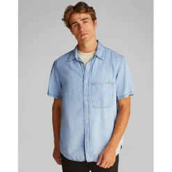 Calvin Klein Jeans Regular Fit Short Sleeve Denim Shirt in Blue