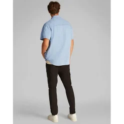 Calvin Klein Jeans Regular Fit Short Sleeve Denim Shirt in Blue