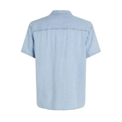 Calvin Klein Jeans Regular Fit Short Sleeve Denim Shirt in Blue