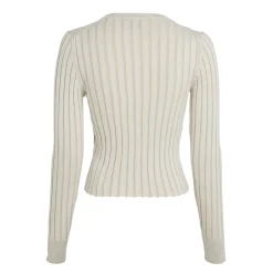 Calvin Klein Jeans Rib V-Neck Regular Fit Sweater in White