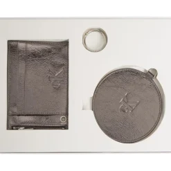 Calvin Klein Jeans Wallet And Mirror Attached in Silver