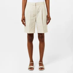 Calvin Klein Linen Bermuda Shorts in Beige