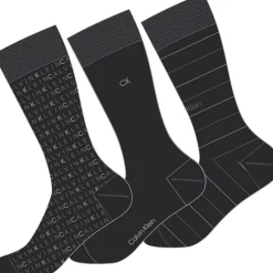 Calvin Klein Mens Pack All Over Print Crew Socks in Black