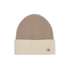 Calvin Klein Metal Two Tone Chunky Beanie in Beige