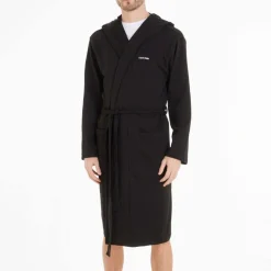 Calvin Klein Modern Cotton Bathrobe in Black