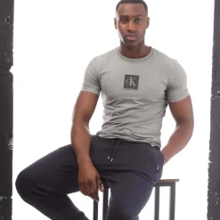Calvin Klein Monogram Logo T-Shirt in Grey