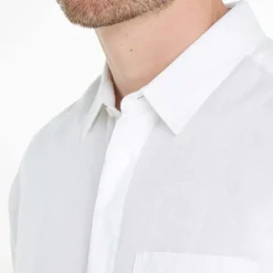Calvin Klein Regular-Fit Linen Cotton Shirt in White