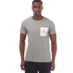 Calvin Klein Round Logo Pocket T-Shirt in Grey