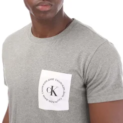 Calvin Klein Round Logo Pocket T-Shirt in Grey