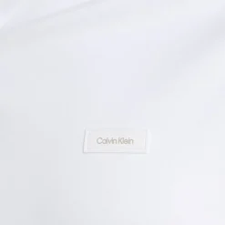 Calvin Klein Smooth Cotton Stand Collar Polo Shirt in White