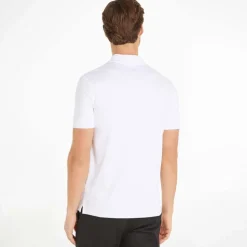 Calvin Klein Smooth Cotton Stand Collar Polo Shirt in White