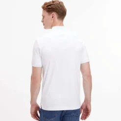 Calvin Klein Smooth Cotton Stand Collar Polo Shirt in White