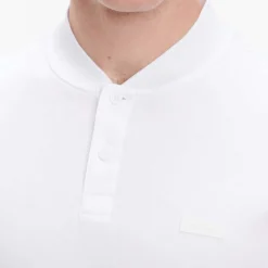 Calvin Klein Smooth Cotton Stand Collar Polo Shirt in White