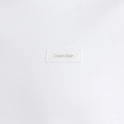 Calvin Klein Smooth Cotton Stand Collar Polo Shirt in White