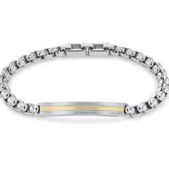 Calvin Klein Stainless Steel And Grey Metal Bracelet in Silver